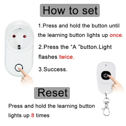 433 Mhz Wireless Remote Control Switch AC220V 15A UK Smart Socket And Rf Universal Plug With Electrical Outlets For Light/Led - Image 21