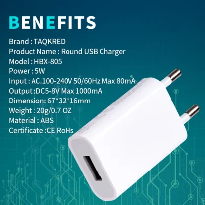 20Pcs Universal 5V 1A USB Wall Travel Charger Head Power Adapter Portable  EU Plug  Charging  For Mobile Phone MP3 7 8 Xs - Image 12