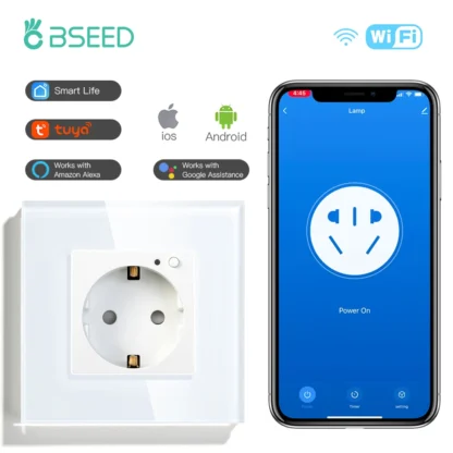 BSEED Wall Socket Wifi EU Standard 86*86mm Smart Power Monitor Sockets WIFI Socket Google Alexa APP Control - Image 10