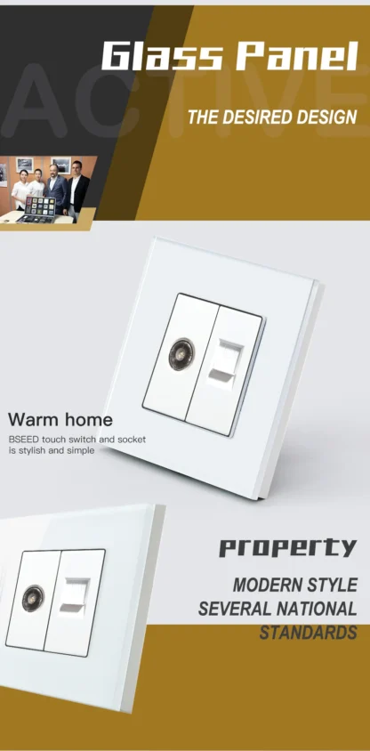 BSEED Single TV CAT5 Internet Socket Double EU Power Socket Triple Germany  With RJ45 Television Wall Sockets Glass Frame - Image 25