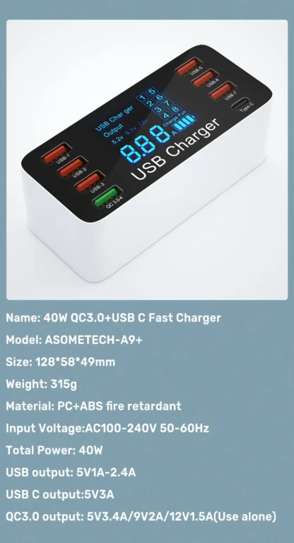 ASOMETECH 60W Quick Charge QC 3.0 4.0 USB Charger Adapter USB C Charger Phone Tablet Fast Charger For iPhone 14 13 12 Pro Xiaomi - Image 19