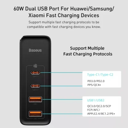 Baseus GaN Charger 100W PD QC USB Fast Charger Type C Quick Charging USB C Phone Charger for iPhone 15 14 13 12 Pro Max Macbook - Image 2