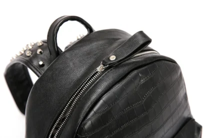 Fashion Rivet Backpack Men Alligator PU Leather Men's Backpacks Laptop Bag Rock Hip-Hop Travel Backpack Male Student School Bag - Image 22