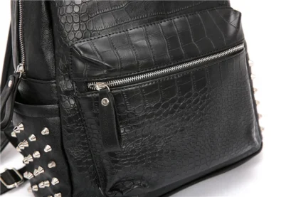 Fashion Rivet Backpack Men Alligator PU Leather Men's Backpacks Laptop Bag Rock Hip-Hop Travel Backpack Male Student School Bag - Image 19