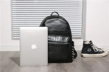 Fashion Rivet Backpack Men Alligator PU Leather Men's Backpacks Laptop Bag Rock Hip-Hop Travel Backpack Male Student School Bag - Image 14