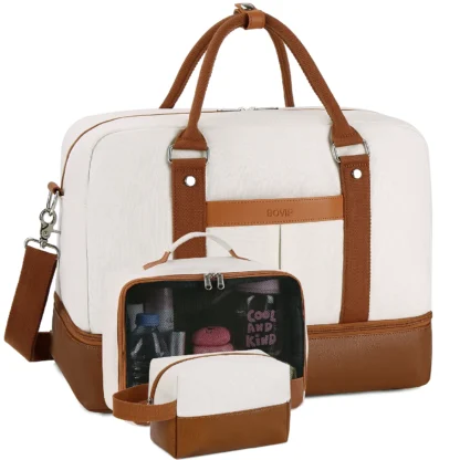 Large Capacity Travel Bag Handbag Tote Travel Bag Shoulder Weekend Bag with Shoe Compartment Breathable Travel Night Bags - Image 13