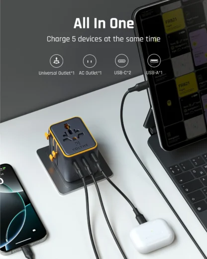 VOLTME PD20W GaN Charger With AC Outlets 2USB C+USB A Mobile Phone Charger for iPhone15 14 Xiaomi USB Wall Socket Travel Charger - Image 2