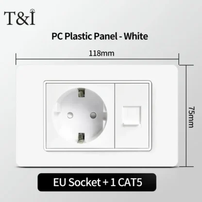 118 PC Panel Chile Plug 16A Smart Wall Socket USB Type-C 20W Fast Charging Home Office Italian EU Power Outlet White Retardant - Image 7