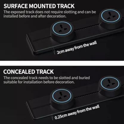EU Wall power rail socket, kitchen aluminum expansion socket 40cm 50cm, built-in socket on countertop - Image 3