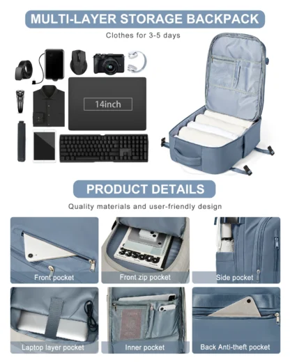 Laptop Bag Travel Backpack for Women Large Capacity Easyjet Carry-Ons 45x36x20 Backpack Ryanair 40x20x25, Men's Cabin Backpack - Image 14