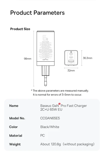 Baseus 65W GaN Charger Quick Charge 4.0 3.0 Type C PD USB Charger Portable QC4.0 3.0 Fast Charger For Laptop IPhone14 13 - Image 31