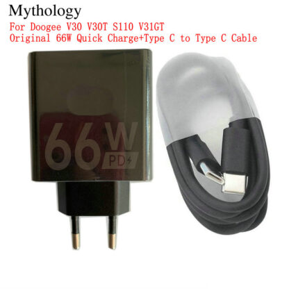 Power Adapter For Doogee V30 V30T S110 V31GT S100 Original 66W Quick Charge Travel Charger EU Plug Type C to Type C Cable - Image 6