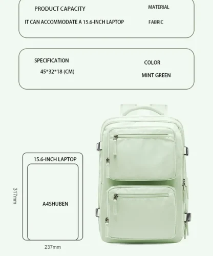 15inch Laptop Travel Backpack Recognized by Yijie Airlines Company, with Laptop Protective Bag, Adjustable Shoulder Strap, Trolley Protective Cover and USB Charging Port, Large Capacity, Can Hold Boarding Luggage, Multi-Compartment Storage, with College Student Standard, College Student Bag, Modern - Image 10