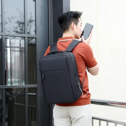 Rilibegan Laptop Men Backpack External USB Charging Travel Men Backpack Nylon School Bag Double Layer Quality Business Backpack - Image 27
