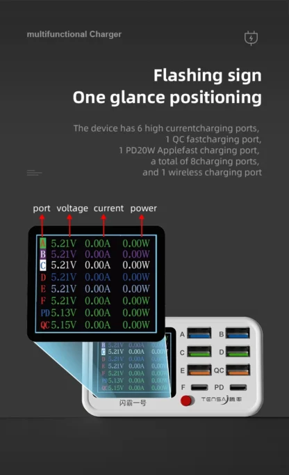 Multi functional 8-port USB Wireless Fast Charging Station Visual Current Detection Charger For Mobile Phone iPad Flash Charging - Image 13
