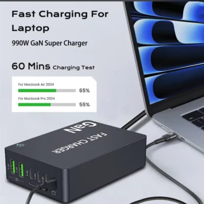 990W GaN USB C Charger 6-Ports Desktop Charger Type C PD 100W PPS Fast Charging Station for Laptop Tablet MacBook Samsung iPhone - Image 4