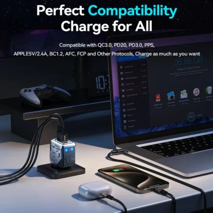 WEKOME Robot 67W GaN Fast Charger Type C Quick Charge QC4.0 PD3.0 PPS Fast USB Charger for iPhone Samsung Xiaomi Tablets Macbook - Image 3