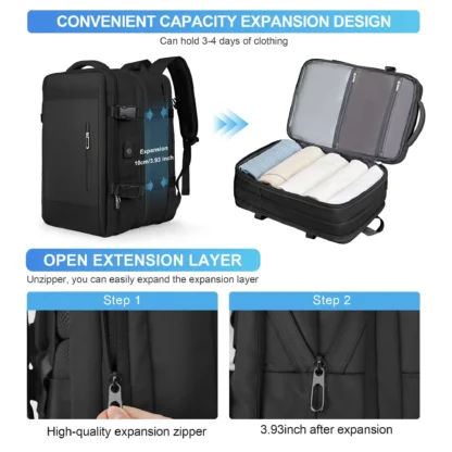 Likros Men Backpack Business Travel Backpack Carry on Waterproof Expandable Backpacks Large Capacity Weekend Traveler Laptop Bag - Image 3