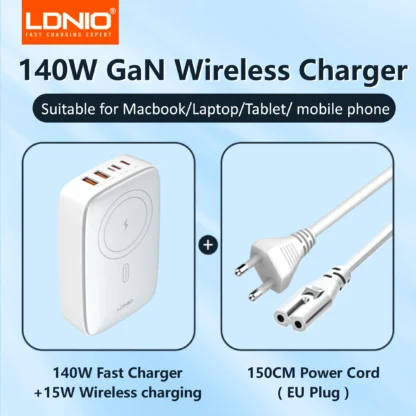 LDNIO 140W 6 in 1 Wireless Charger GaN 65W USB C Charger PD QC USB A Fast Charging Station 6 in 1 Desktop charger Extension cord - Image 11