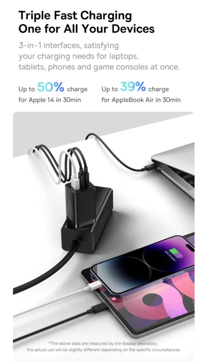 Baseus GaN 65W USB C Charger Quick Charge 4.0 3.0 QC4.0 QC PD3.0 PD USB-C Type C Fast USB Charger For iPhone 16 15 Pro MacBook - Image 19