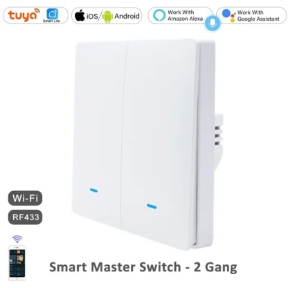 Tuya Smart Life WiFi 433mhz Wireless Push Button Wall Switch Google Home Light On Off 220V RF433 Remote Control EU UK Two 3 Way - Image 9