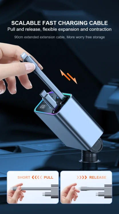 4 in 1 184W Car Charger Retractable PD66W Car Cigarette Lighter Adapter USB Type C Fast Charger Cable For IPhone Xiaomi Samsung - Image 12