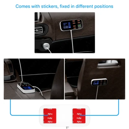 40W 8 Ports USB Car Charger QC3.0 PD Type C Fast Phone Charger with LED Display Multi USB Charger for iPhone 14 Android Samsung - Image 5