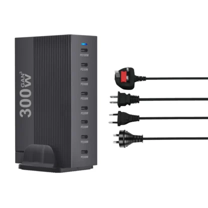 New Style 300W Gan C Fast Charger PD100W Vertical Stripe 8-port Charging station HUB Fast Compact GAN charger power adapter - Image 6
