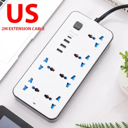 Universal USB Power Outlet Multi Plugs EU US UK Outlet Power Strip With Extension Cord Type C Port Charge Electrical Socket Home - Image 9