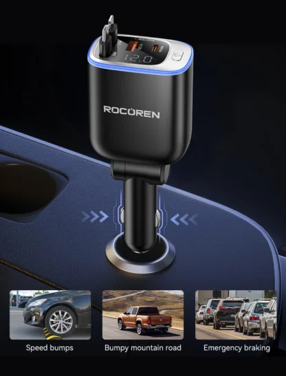 Rocoren 4 IN 1 Retractable Car Charger Mobile Phone 2C+L+A For iPhone Fast Charge Cord for iPhone 16 15 14 13 12 Samsung Xiaomi - Image 30