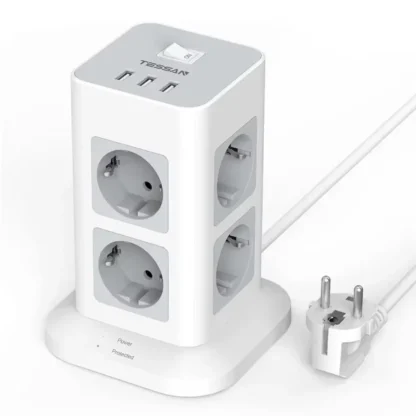 TESSAN Tower Power Strip Multi Outlets with USB A +1 Type C 2M Extension Cable EU Plug Vertical Electric Socket Surge Protection - Image 9