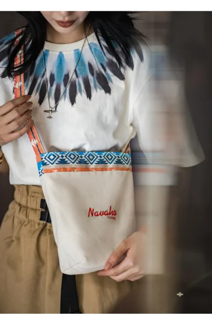 Maden Vintage Ethnic Elements Canvas Bucket Bag Niche Reversible One-Shoulder Crossbody Cotton Commuting Bag for Women - Image 14