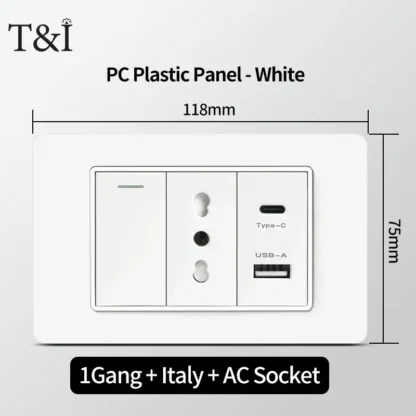 118 PC plastic panelBrazil Mexico Universal USB Type-C 20W Fast Charging Wall Outlet Plug PC Panel Electric Light Switch Office - Image 19