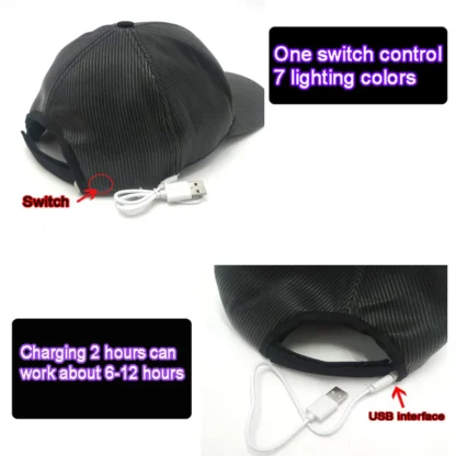 Fashion LED Light Fiber Optic Glowing Baseball Cap Bar Dance Glowing Hip Hop Couples Outdoor Wear Performance Props - Image 20