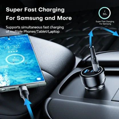 138W Car Charger USB Type C Dual Port USB Phone Fast Charger PD Fast Charging for IPhone 14 Samsung Xiaomi  IPad Laptops Tablets - Image 5