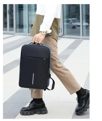 Men's Fashion Multifunctional Computer Backpack Large Capacity Waterproof Fabric Unisex Business Duty Backpack Shoulder Oxford F - Image 6