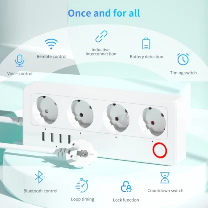 10A/16A wifi Power Strip Tuya Smart Plug Power Strip Extension Cord Smart Home EU Socket Work with Alexa - Image 2