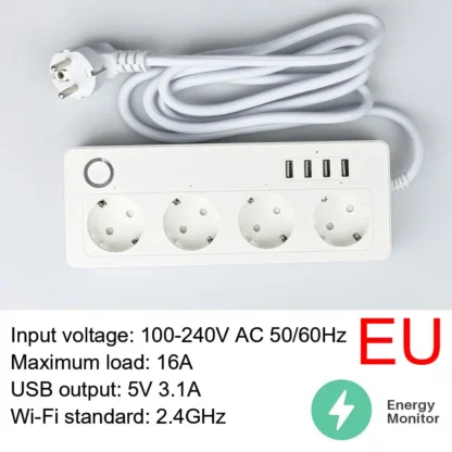 10A/16A wifi Power Strip Tuya Smart Plug Power Strip Extension Cord Smart Home EU Socket Work with Alexa - Image 7