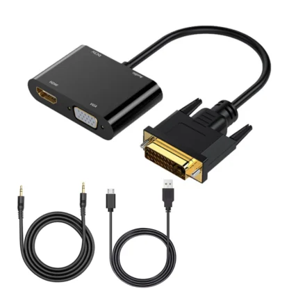 1080P DVI to VGA HDMI Splitter Converter Dual Display DVI to HDMI VGA Converter Splitter for PC Laptop Monitor Projector TV - Image 9