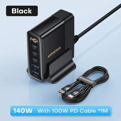 ASOMETECH 140W GaN USB Type C Fast Charger Multiple Ports QC4.0 PD Quick Charger For Macbook Laptop Tablet iPhone 14 Samsung S23 - Image 10