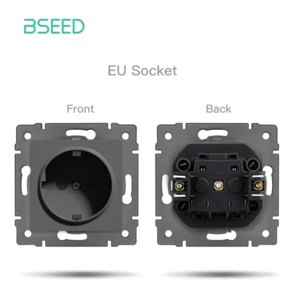 BSEED 1/2Gang 1/2Way Wall Button Switch Part Wall EU Socket Module Part Glass Frame Only Switch Socket DIY Function Part - Image 11