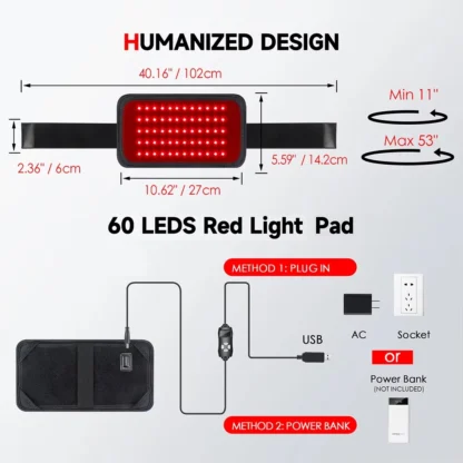 60 LEDs 660nm Red Light Infrared Belt 850nm Back Burn Fat Wrap Slimming Machine Waist Heat Pad For Muscle Soreness Skin Care - Image 4