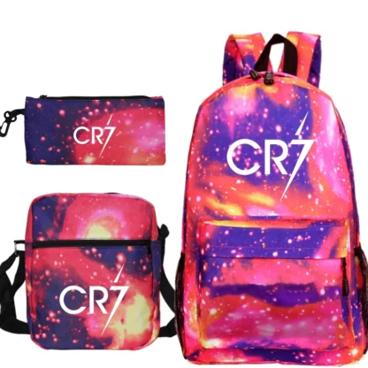 Football Ronaldo CR7 Backpack 3pcs/set School Bags for Girls Boy Laptop Travel Knapsack Women Rucksack Shoulder Bags Pen Case - Image 14