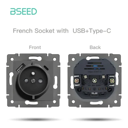 BSEED 1/2Gang 1/2Way Wall Button Switch Part Wall EU Socket Module Part Glass Frame Only Switch Socket DIY Function Part - Image 20