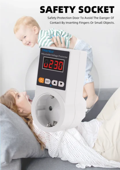 Automatic Voltage Protector Socket AC 220V 16A Adjustable Power Surge Protector Universal/US/EU/UK Plug Voltage Safe Protector - Image 4