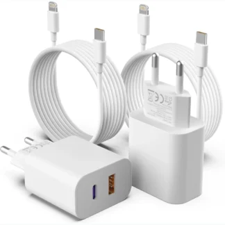 2Pack 20W Fast Charger iPhone Dual Port A/C Fast Charging Adapter with 6FT USBC to Lightning Cable for iPhone 14/13/12/11/XS/XR