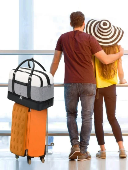 Large Capacity Travel Bag Handbag Tote Travel Bag Shoulder Weekend Bag with Shoe Compartment Breathable Travel Night Bags - Image 17