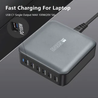 285W USB C Charger GaN 6 Ports Desktop Charging Station For iPhone 13 Samsung Xiaomi iPad MacBook PD Charger Type C Fast Charger