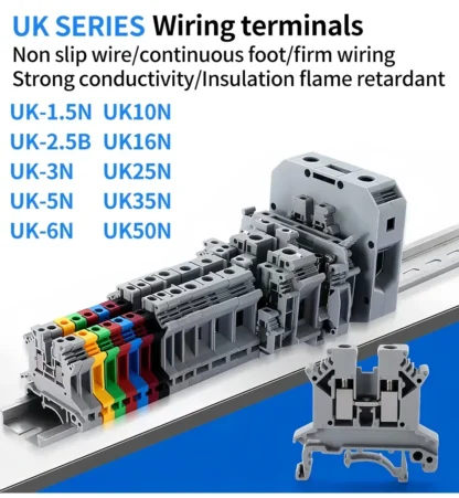 High Quality UK Terminals Screw Clamp Connector for Wiring,Brass DIN Rail Connector, UK1.5N/2.5B/3N/5N/6N/10N/16N/25N/35N/50N - Image 19
