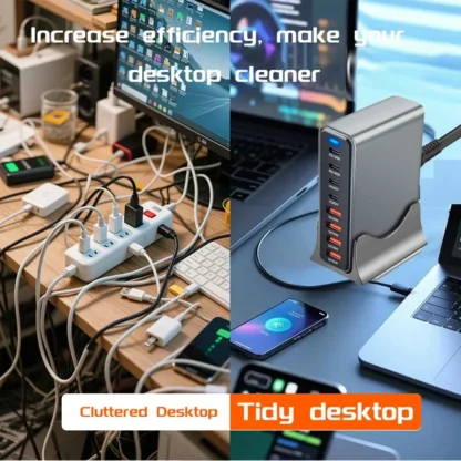 530W GaN USB Charger 8 Ports Desktop Charging Station PD3.1 QC3.0 USB Type C Fast Charge For iPhone 15 14/Samsung/Xiaomi MacBook - Image 4